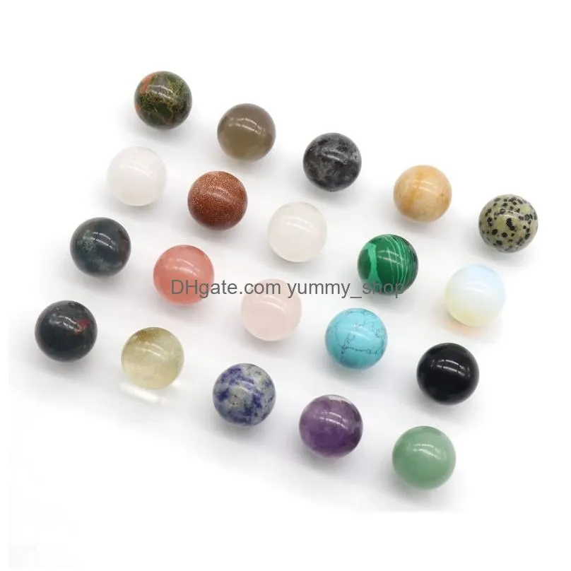 20mm natural stone loose beads amethyst rose quartz turquoise agate 7chakra diy non-porous round ball beads yoga healing guides