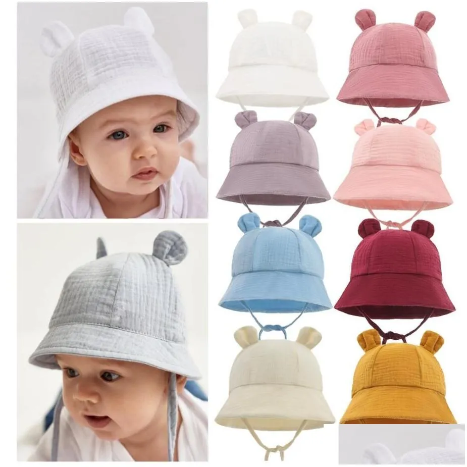 spring autumn baby sun hat children outdoor rabbit ear beach caps boy girl panama hat unisex bucket hats for 0-12months