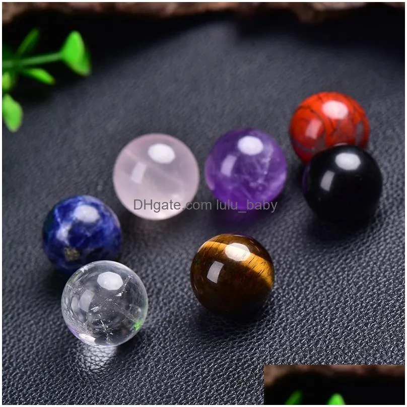 20mm natural stone loose beads ornaments amethyst rose quartz turquoise agate 7chakra diy non-porous round ball beads yoga healing guides