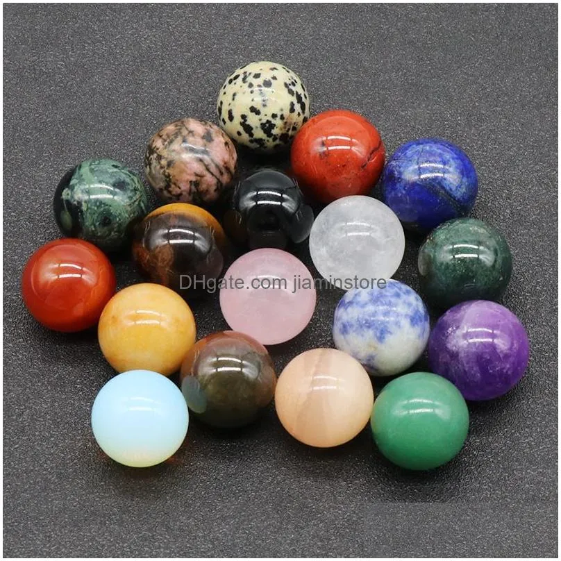 20mm natural stone round quartz stone jewelry beads ball charms no hole healing pink crystal diy decoration