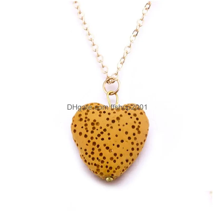 fashion gold plated love heart starfish lava stone necklace volcanic rock aromatherapy essential oil diffuser necklace for women