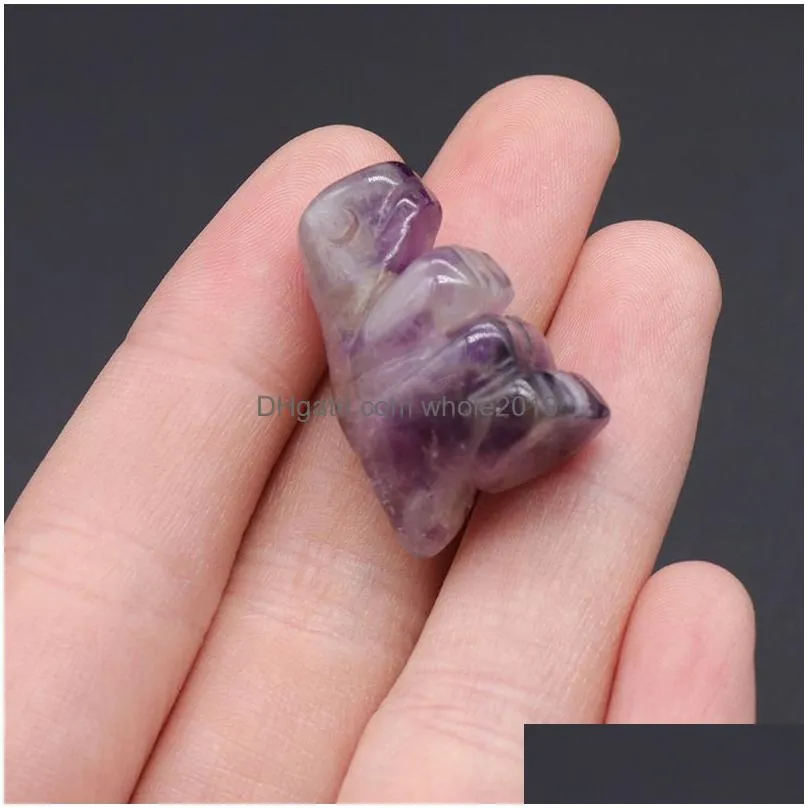 natural stone carving 1 inch dinosaur shape crafts ornaments amethyst rose quartz crystal healing agate animal decoration