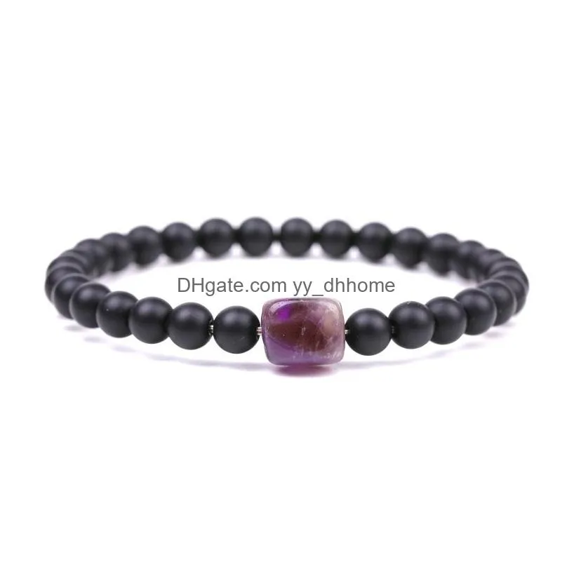 natural stone chakra bracelet 6mm lava stone tigers eye amethyst bead bracelets women man jewelry