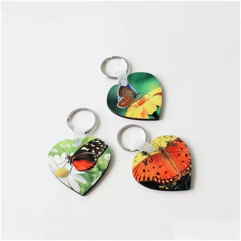 blank keychains for sublimation mdf heart round blank keychains hot transfer printing blank keychains key ring jewelry material consumables