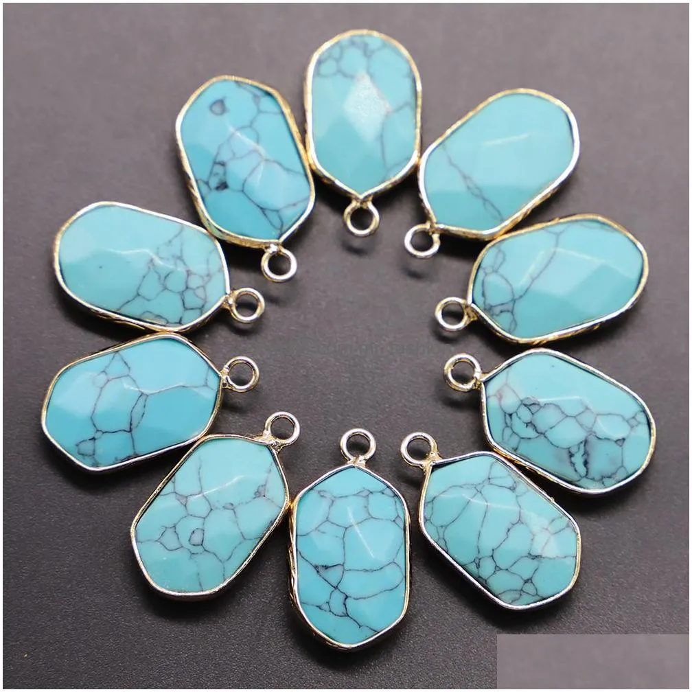 fashion natural stone golden plated pendants reiki charms agates necklace for diy jewelry bracelets making