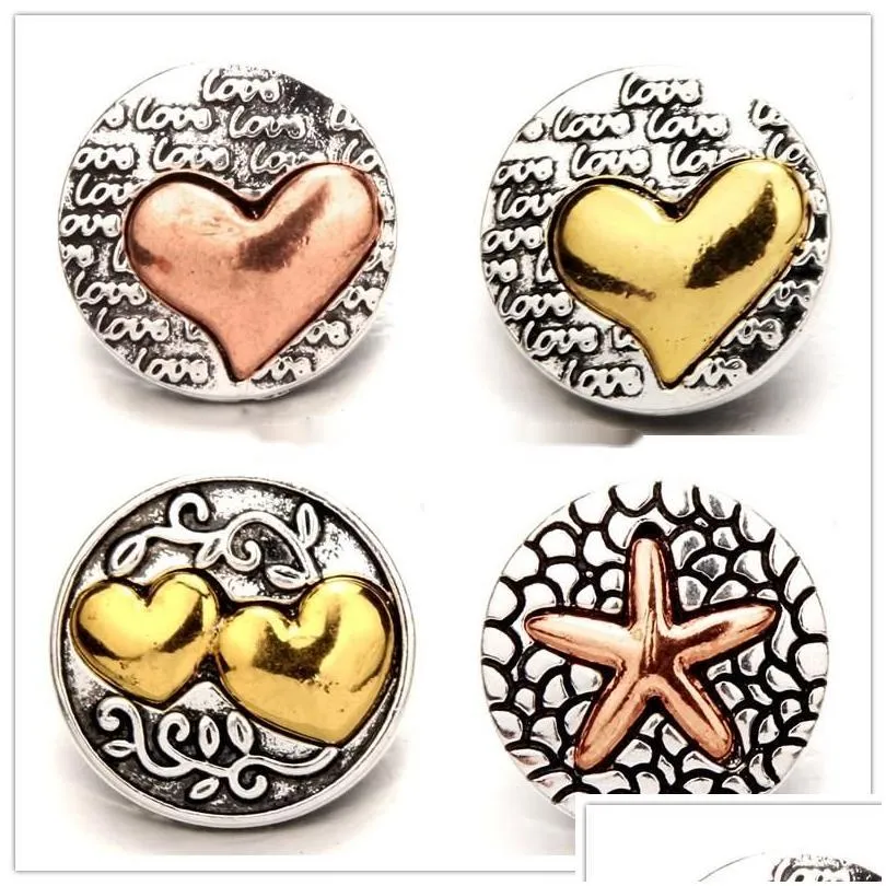 mixed new snaps jewelry angel wings love heart metal clasps snap buttons fit 18mm snap bracelet button necklace for women men