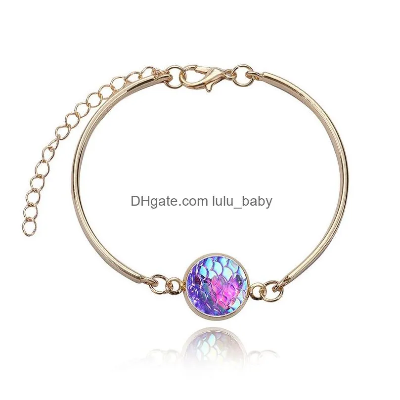 fashion 12mm resin druzy drusy bracelet silver gold color mermaid scale bangle bracelet for women jewelry