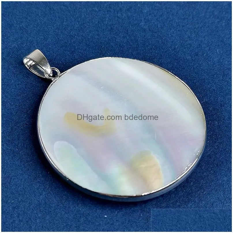 circle round pendant abalone natural blue green paua shell peacock abalone ocean resort gift 5 pieces