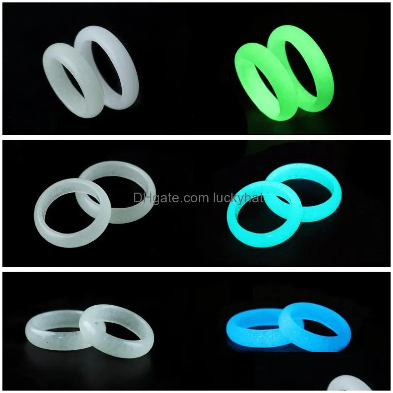 fashion glowing luminous stone rings rarely natural fluorite ring glow in dark halloween party jewelry uni decoration for women men