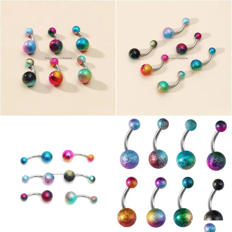 navel bell button rings piercing for women matting ball colorful surgical steel summer beach fashion body jewelry