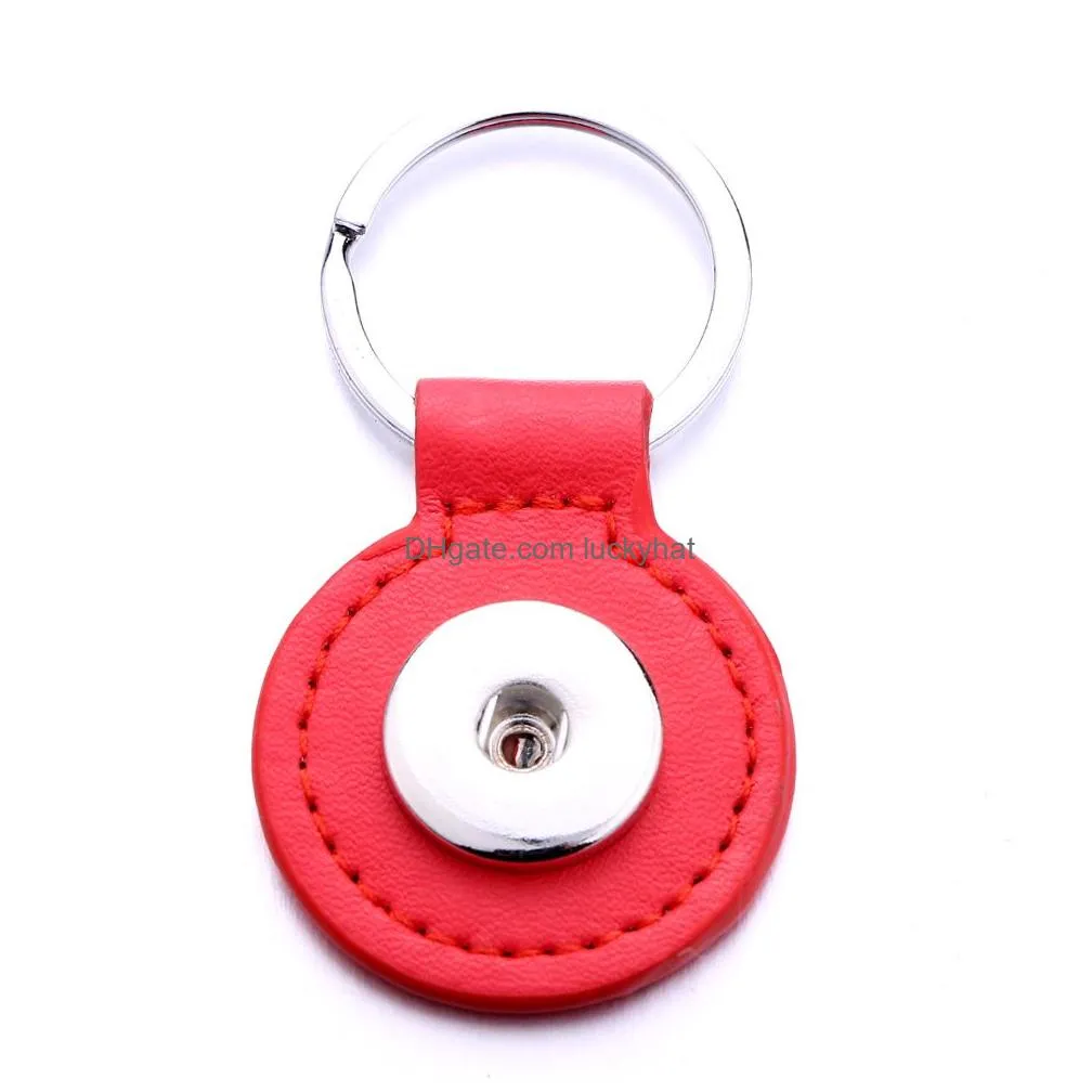 round pu leather keychain jewelry 18mm snap buttons key pendant chain car bag snaps keyring