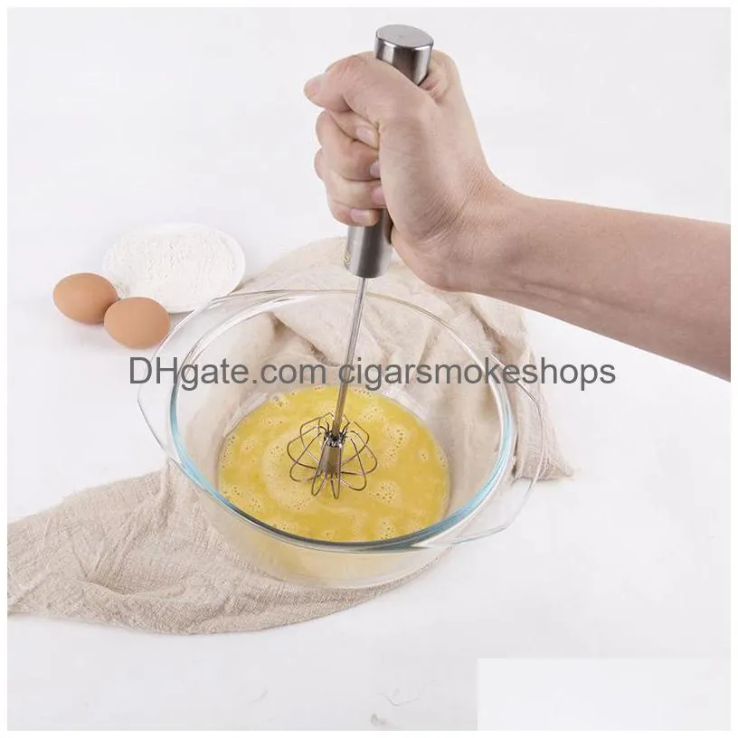 semi-automatic egg whisk stainless steel hand push blender egg beater milk frother mixer stirrer kitchen versatile stiring tool