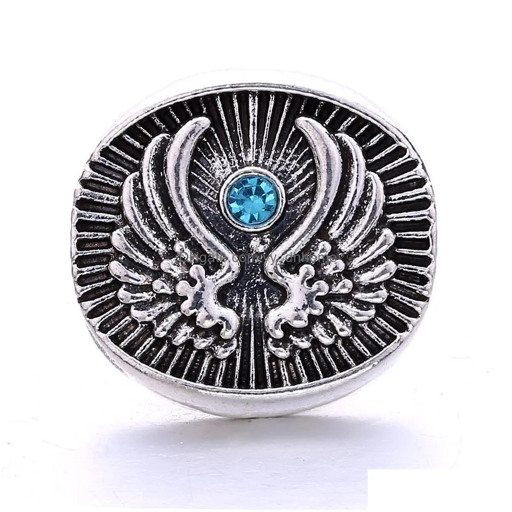 vintage styles crystal angel wing 18mm snap button clasps for snaps buttons bracelet necklace women jewelry