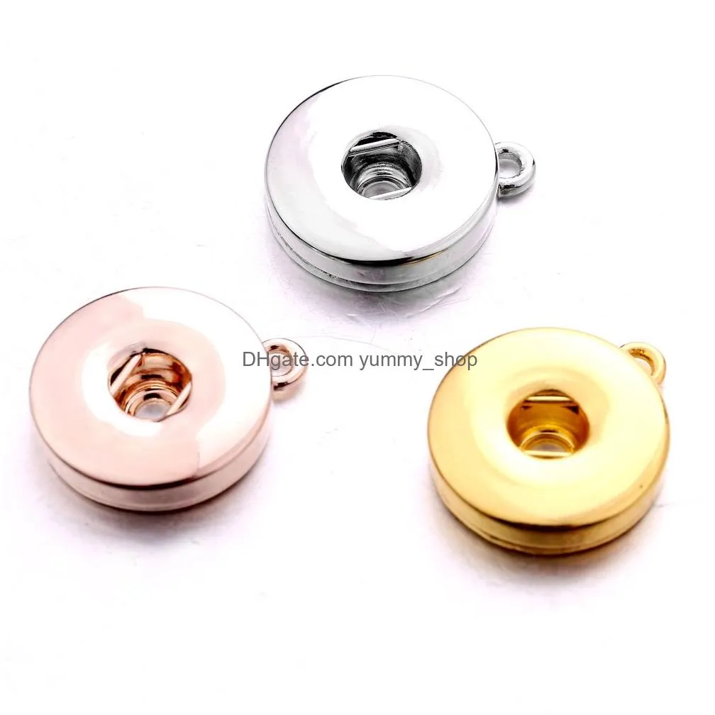 silver gold alloy 18mm ginger snap button base charms pendants for snaps bracelet earrings necklace diy jewelry accessory