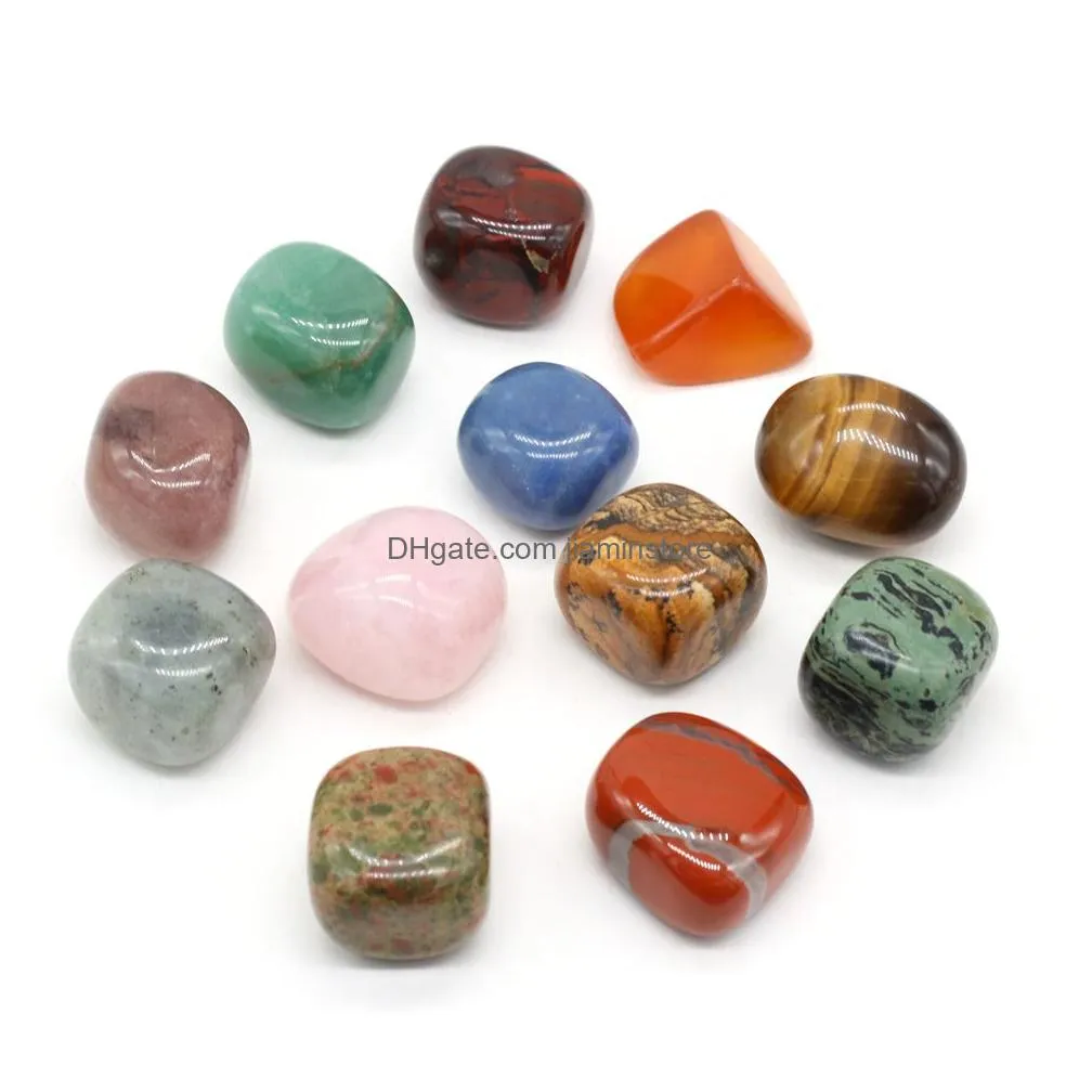 reiki natural stone tumbled stone irregular polishing rose quartz tigers eye agate yoga energy bead for chakra healing decoration