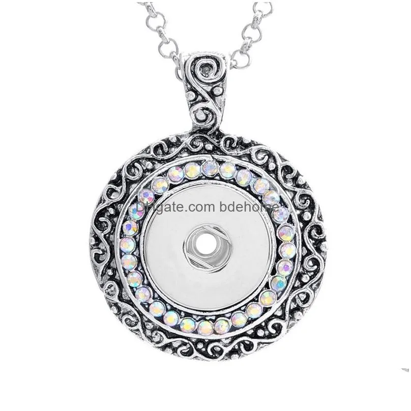 vintage metal 18mm snap button necklace flower pendant ginger snaps buttons jewelry for women