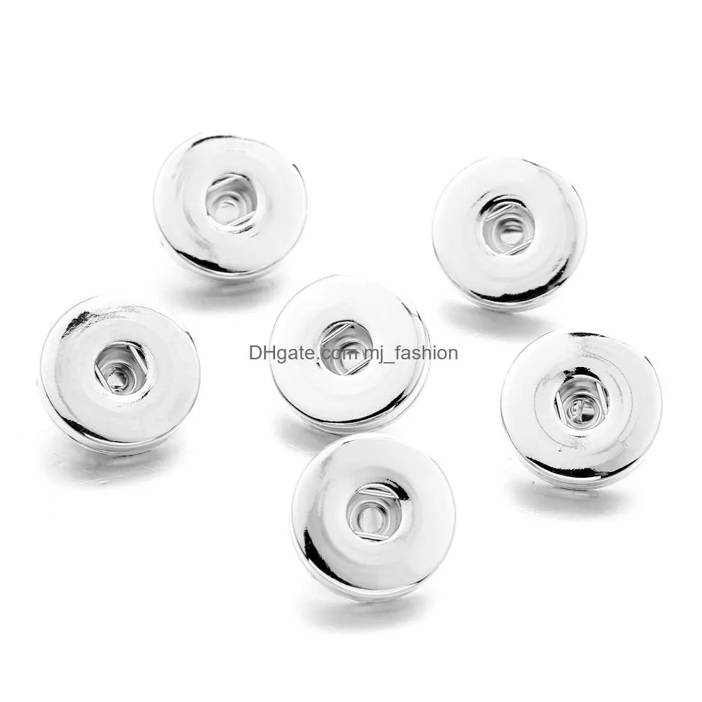 silver metal 18mm ginger snap button base charms for diy snaps leather bracelet jewelry making accessorie