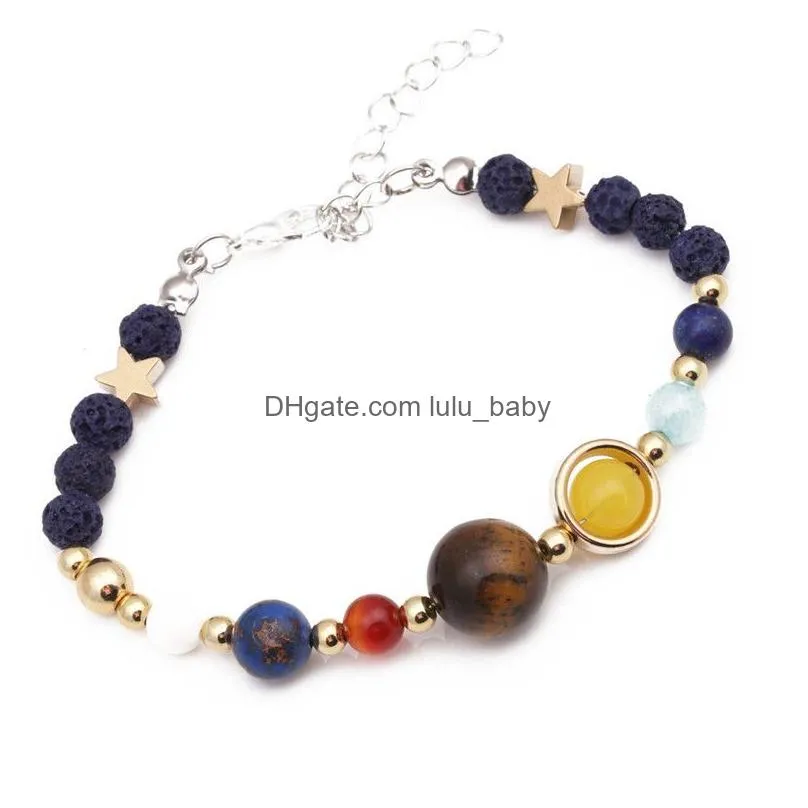 universe galaxy the eight planets in the solar system guardian star natural stone lava aromatherapy  oil diffuser bracelet