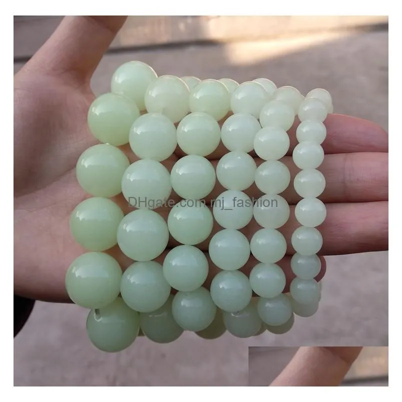 stylish 8mm luminous fluorite natural stone bracelets men light glowing beads bracelets for women yoga jewelry