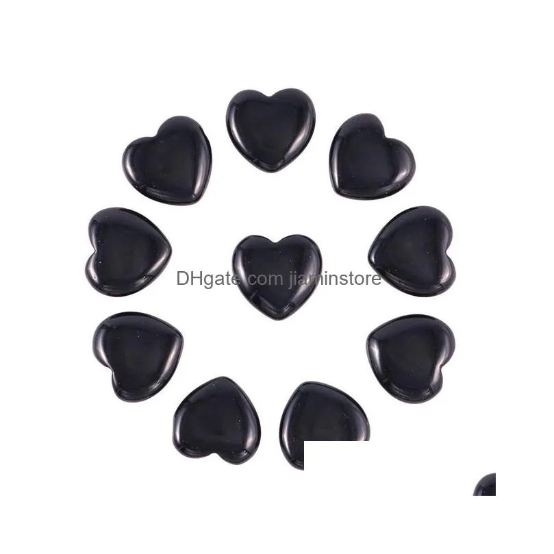 natural stone 25mm non-porous heart black onyx chakra healing stone guides meditation ornaments jewelry accessory