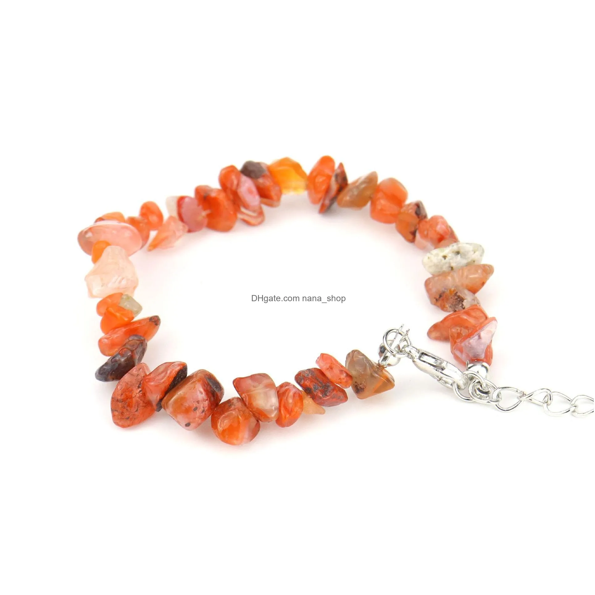 natural gem stone bracelet irregular crystal stretch chip beads link chain bracelets bangles quartz wristband for women