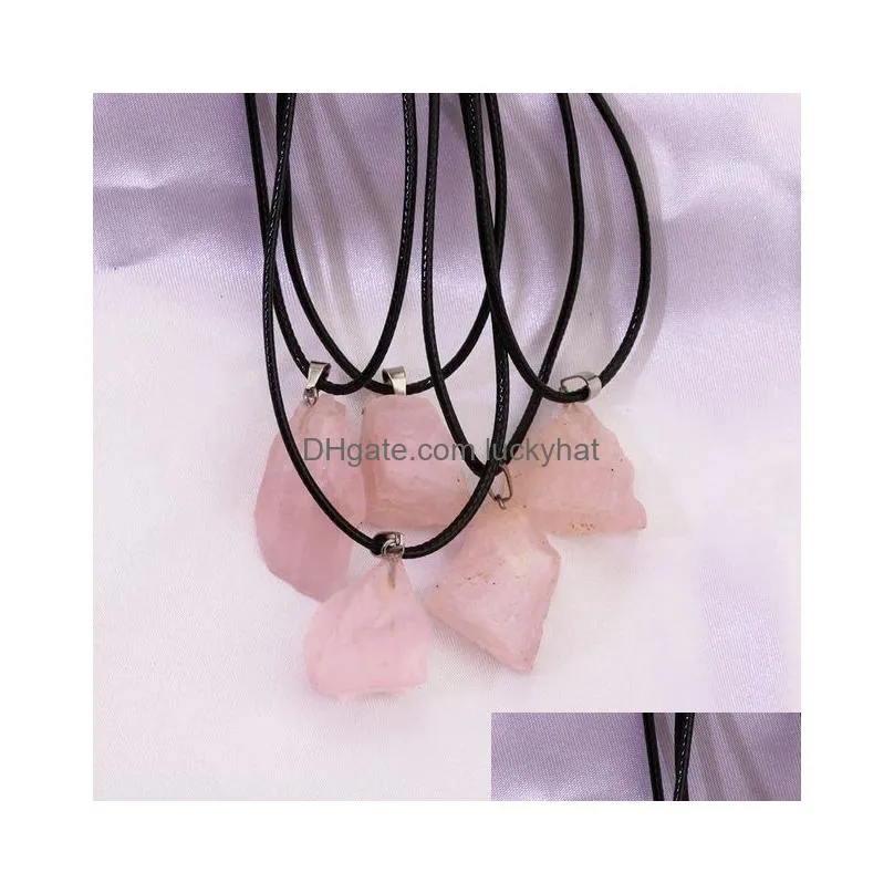 natural fluorite amethyst citrine pink crystal pendant necklace energy stone healing meditation yoga gift wholesale