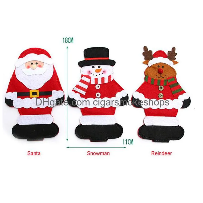 christmas decorations silverware cutlery holders santa snowman reindeer fork knife pockets party dinner table decor xbjk2111