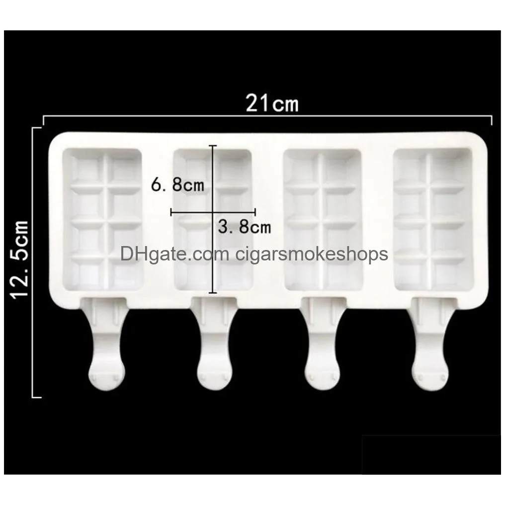 silicone ice cream molds 4 cell ice cube tray food safe popsicle maker diy homemade zer ice lolly mould xb1