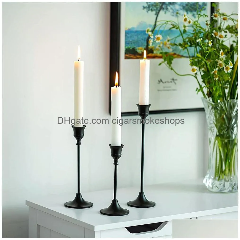 Elegant Taper Candle Holders Set of 3, Decorative Metal Candlestick Centerpiece for Dining Table, Party, Housewarming (Gold) Elegant Taper Candle Holders Set of 3, Decorative Metal Candlestick Centerpiece for Dining Table, Party, Housewarming (Gold)