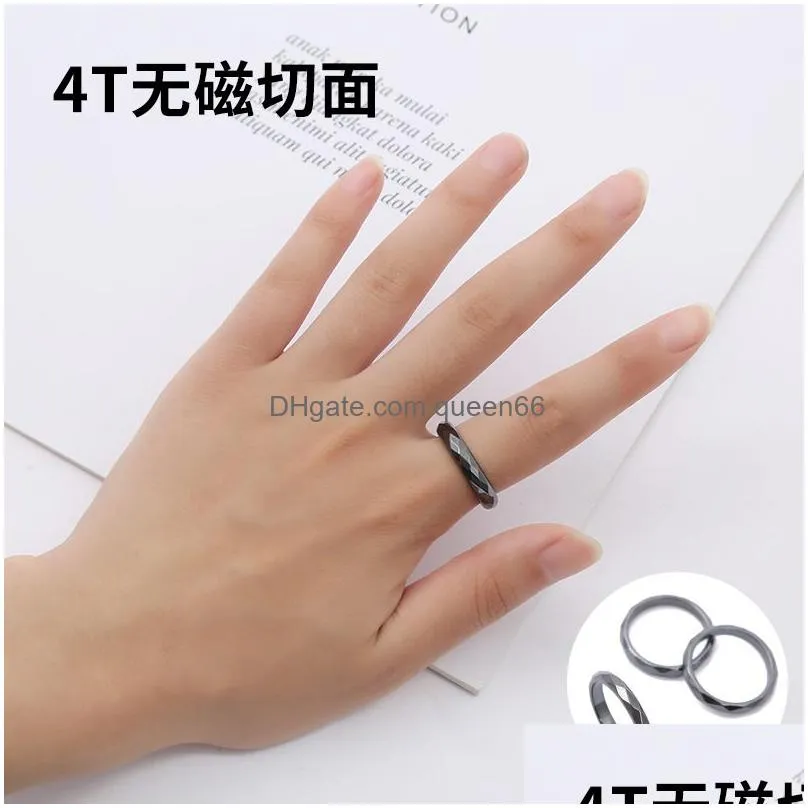 fashion 4mm hematite black cutting ring jewelry width cambered surface aneis christmas present bijoux femme wholesale