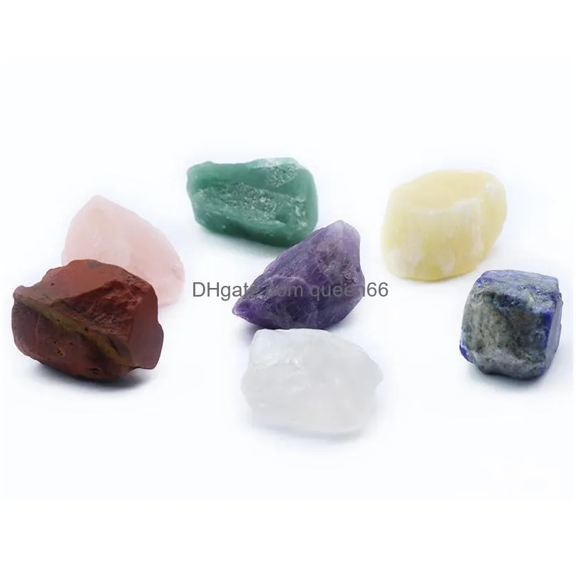 7pcs/set reiki natural stone irregular rock quartz 7 chakra energy healing stone reiki symbol decoration