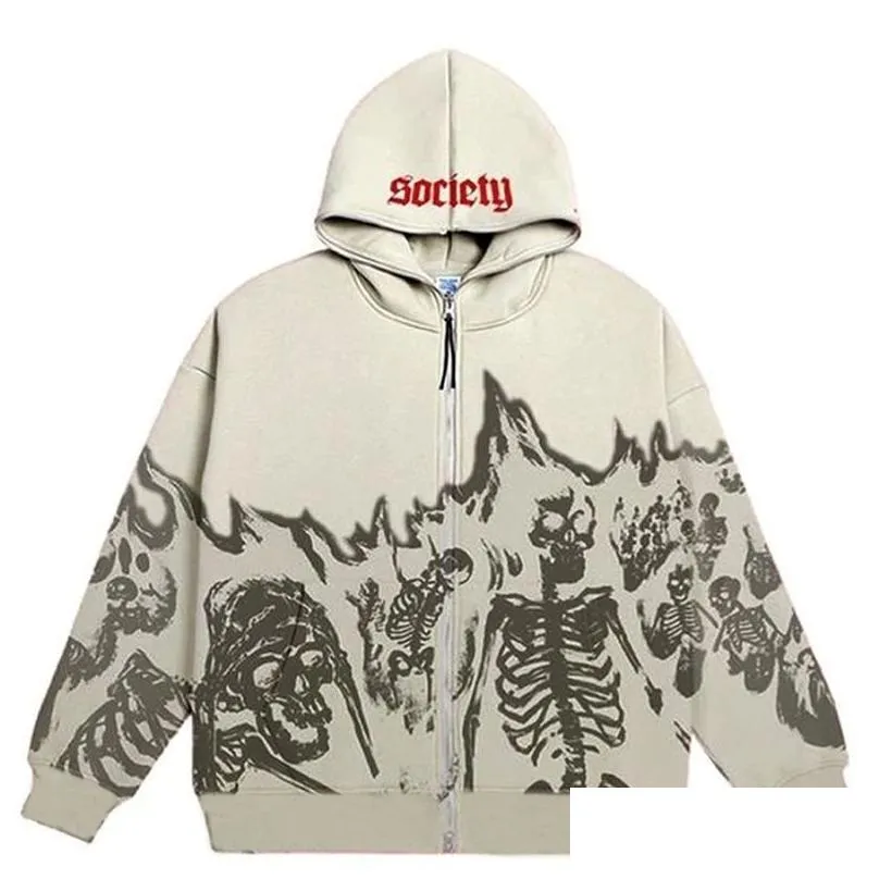 y2k emo men streetwear vintage skull hoodie zip up hoodies grunge oversized sweatshirt gothic tops harajuku alt jackets clothes 220721