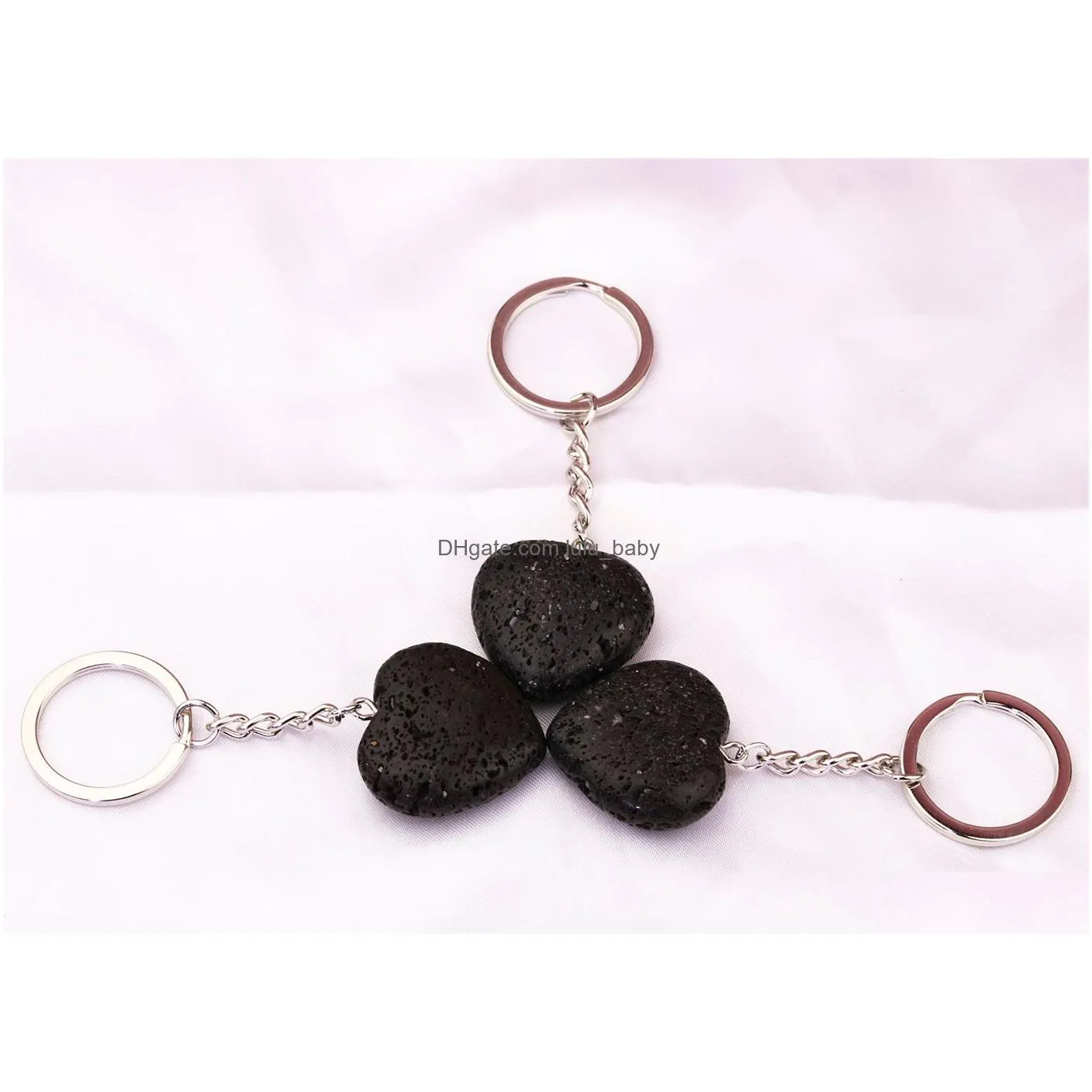 natural lava stone 30mm heart key chain bag car key ring keychain for women men jewelry