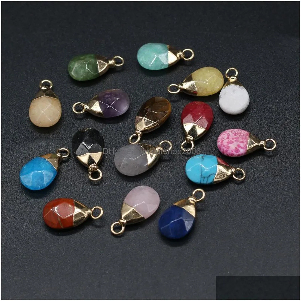 natural stone water drop rose quartz lapis lazuli turquoise opal pendant charms diy for bracelet necklace earrings jewelry making