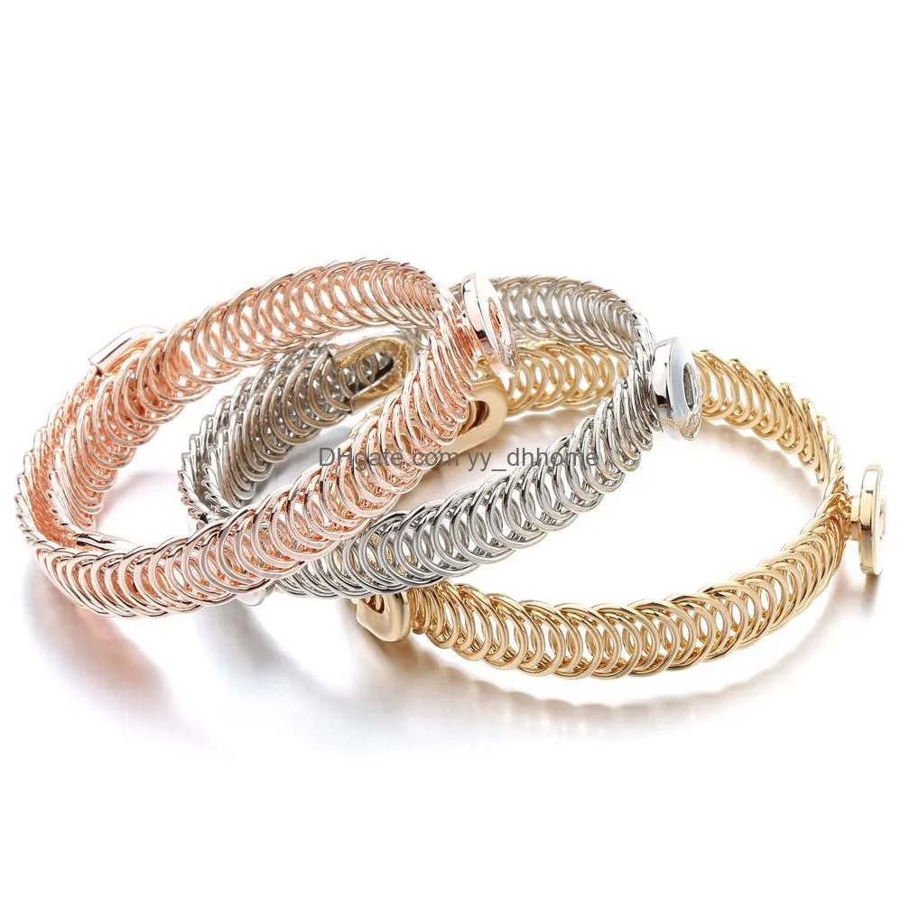 gold silver metal 12mm snap button bracelets bangles ginger snaps buttons jewelry for women men