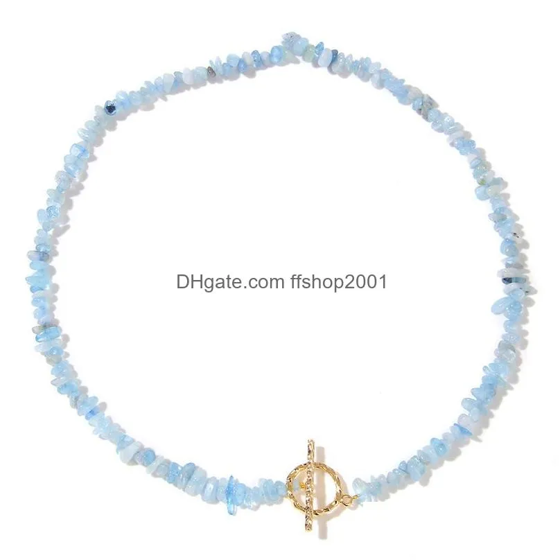 natural raw stone necklaces irregular crystal chip amethyst aquamarine white crystal quartz beads necklace for women jewelry