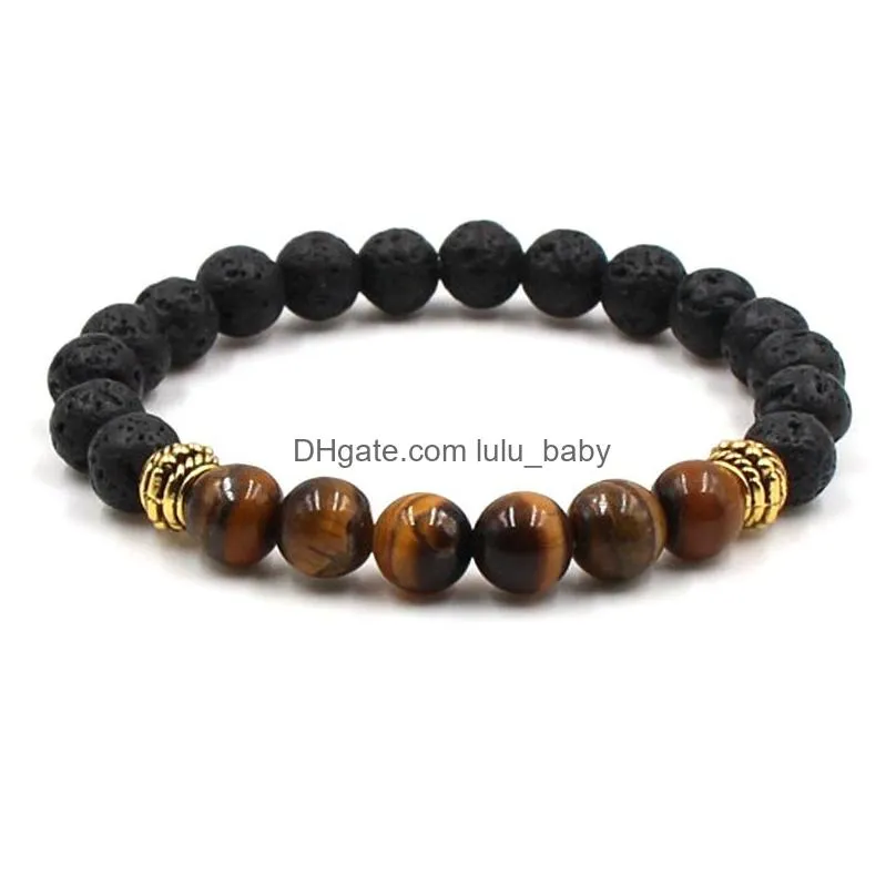 fashion natural cross black lava stone beads elastic bracelet essential oil diffuser bracelet volcanic rock beaded bracelets