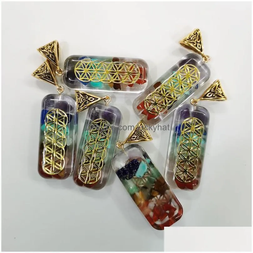 fashion reiki healing gravel stone natural crystal lithotripsy meditation seven chakra pendants charms diy pendulum necklaces jewelry