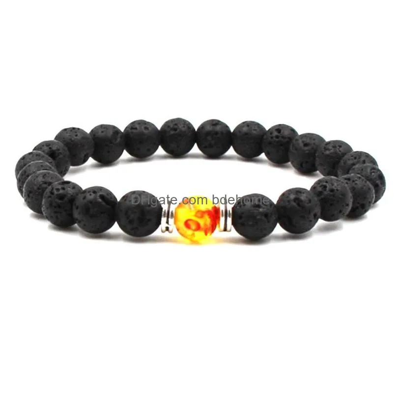 fashion 9 colors black lava stone chakra bracelet aromatherapy  oil diffuser bracelet for women men