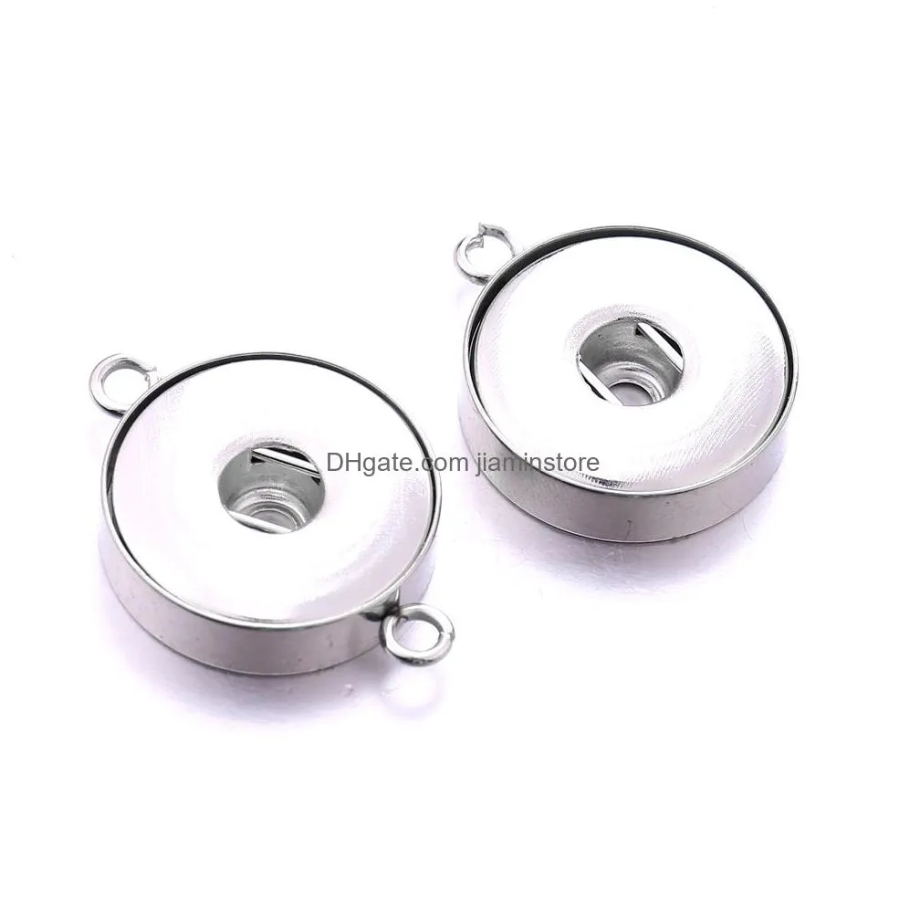 two ears stainless steel 18mm snap button charms base accessories findings metal buttons to make diy bracelet necklace snaps jewelry