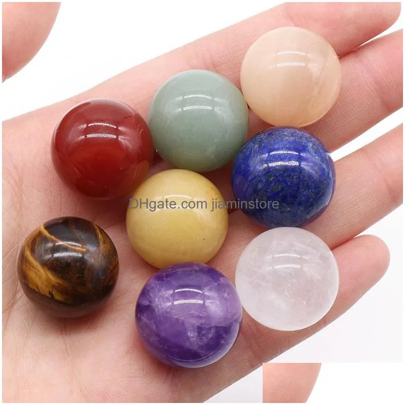 20mm natural stone round quartz stone jewelry beads ball charms no hole healing pink crystal diy decoration