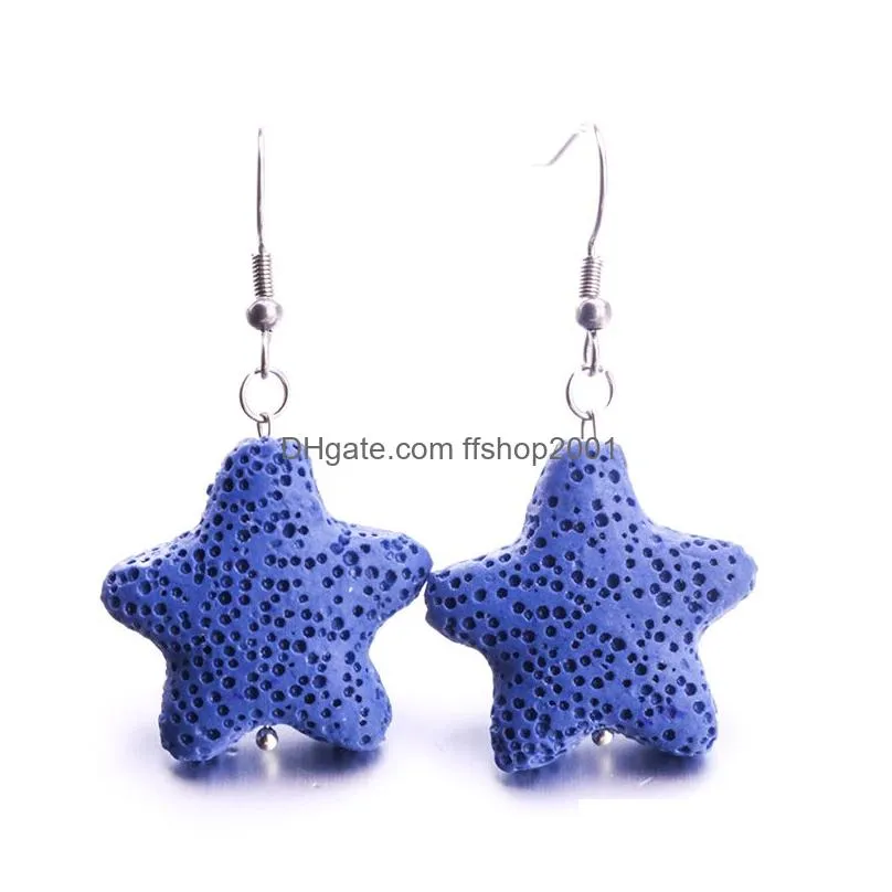 11colors starfish lava stone earrings diy aromatherapy  oil diffuser dangle earings jewelry for women