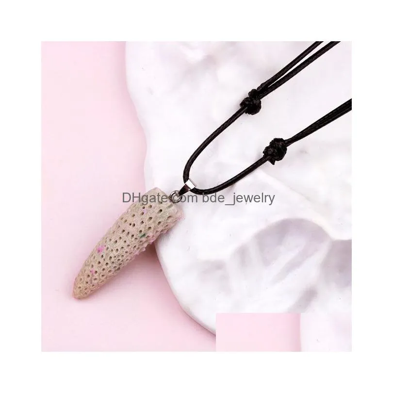 natural coral stone pendants irregular colourful sea coral pendant necklace adjustable chain necklaces men women jewelry gift