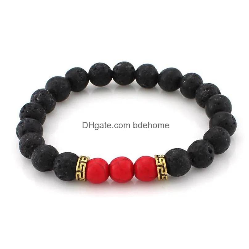 fashion natural black lava stone bracelet chakra lava bead aromatherapy essential oil diffuser bracelet for women men