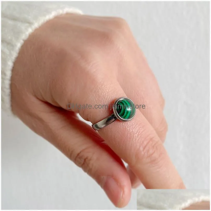 trendy 10mm natural stone rings adjustable open round charm rings couple friendship ring jewelry gift for women men