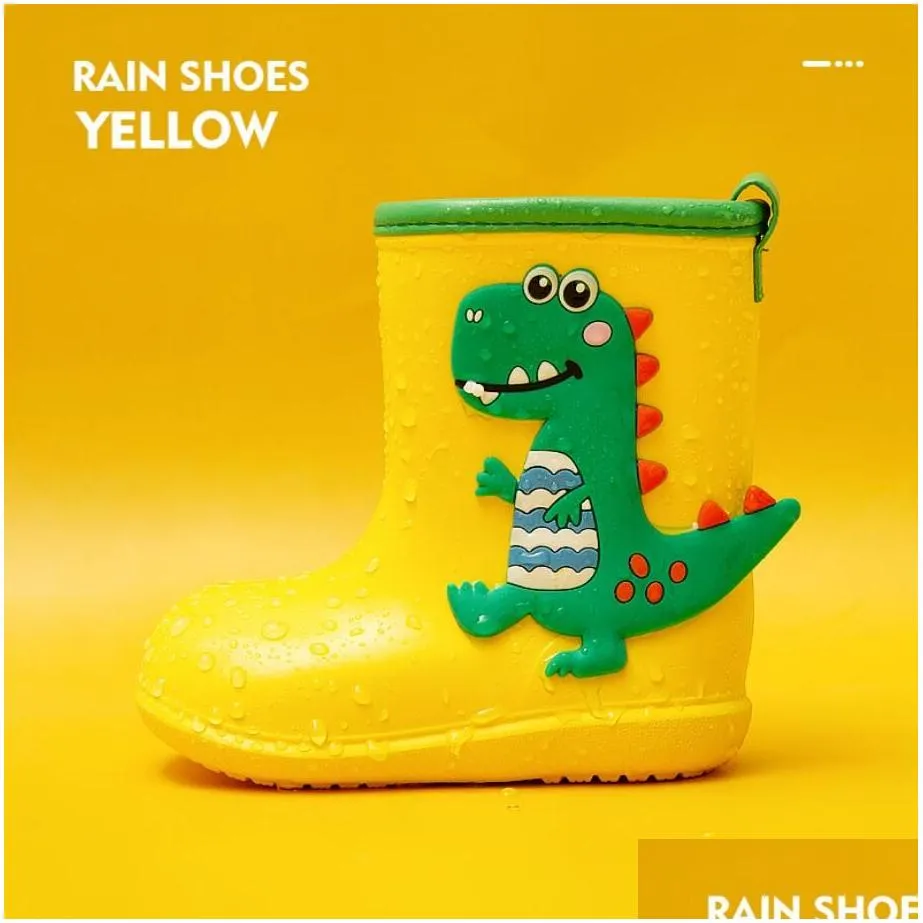 cartoon rain gear cute dinosaur children rains shoes for boys girls waterproof eva rubber non slip toddler kids rain boots