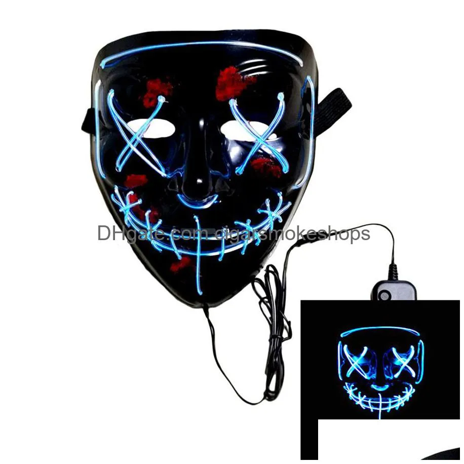 led scary halloween masks glow scary light up cosplay rave mask for festival party parties costume cold light phjk1909