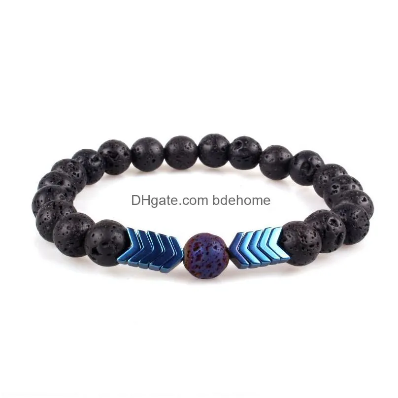 natural volcanic lava stone  oil diffuser bracelets bangle healing balance yoga magnet arrow beads bracelet