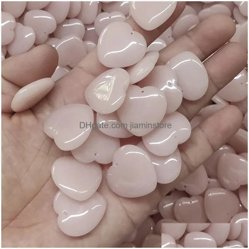 25mm heart shape luminous stone charms fluorescent chakra healing pendant glow in dark for necklace jewelry accessories