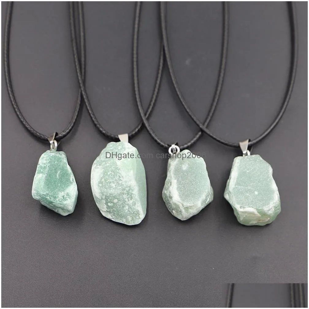 natural crystal rough stone irregular raw ore pendant energy healing gemstone amazonite rose quartz amethyst necklace charms women